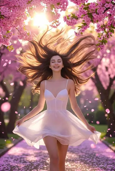 Sakura Petal Path Woman