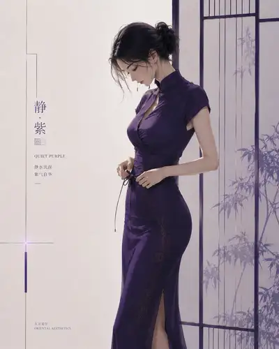 Minimalist Art Poster of a Woman Adjusting Her Waist Sash
