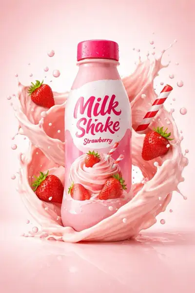 Product photography template with a splashing liquid
