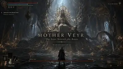 Fictional video game boss fight intro screen