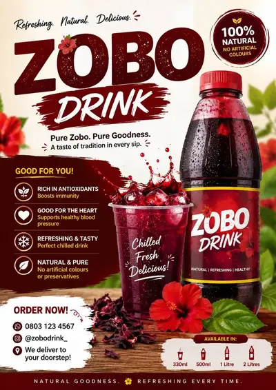 Zoboハイビスカスドリンク広告ポスターテンプレート