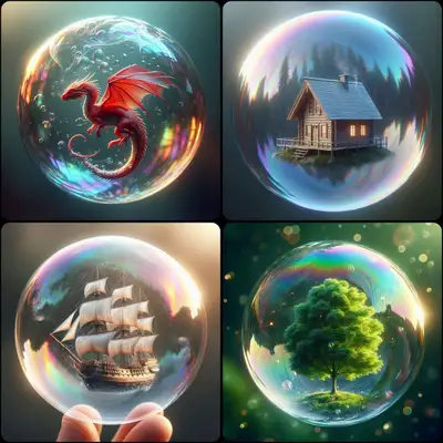 Photorealistic Bubble Encased Subject