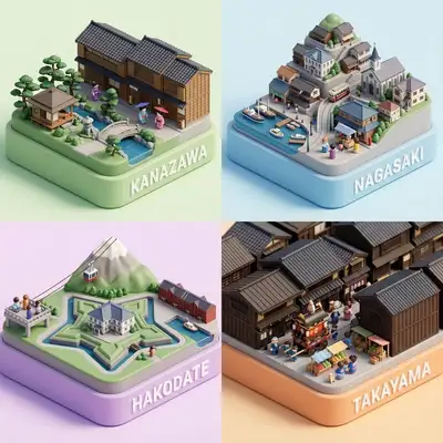 2x2 designer vinyl diorama grid of city skylines