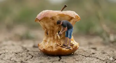 Hyper-Realistic Surreal Macro Apple Core Scene