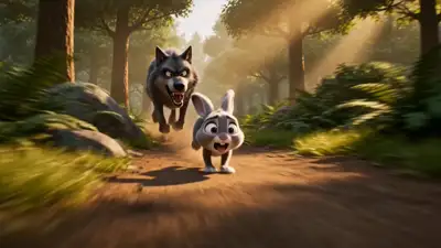 Rabbit vs Wolf Animated Chase Scene