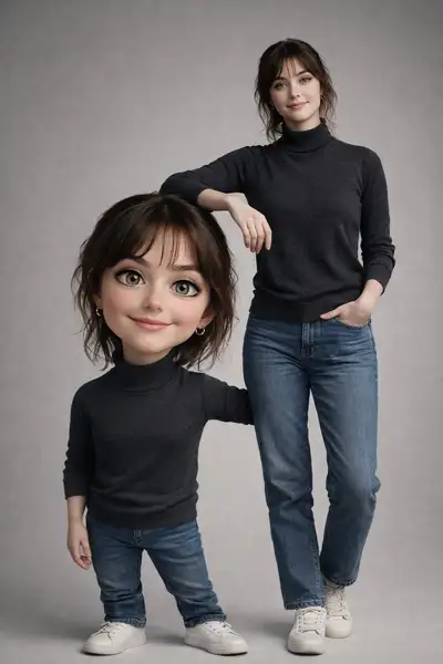 Realistic Person with 3D Caricature Studio Portrait