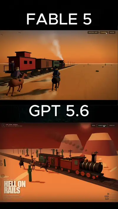 Wild West train robbery animation in a single HTML file