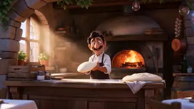 Pixar-style Pizzeria Cinematic Video Prompt