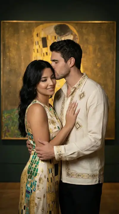 Klimt Museum Couple Portrait Prompt