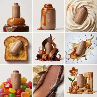 3x3 hyperreal marketing still life grid for a food product