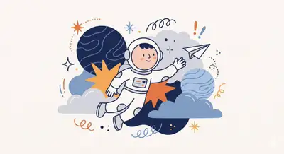 Verspielte flache Illustration mit überdimensionalen abstrakten Formen