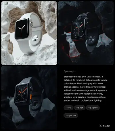 Apple Watch Volcano Retexture Prompt