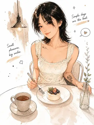 Watercolor cafe illustration with handwritten typography