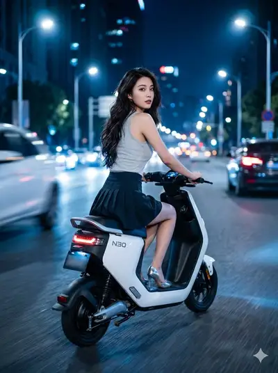 Cinematic Night Street Scooter Scene