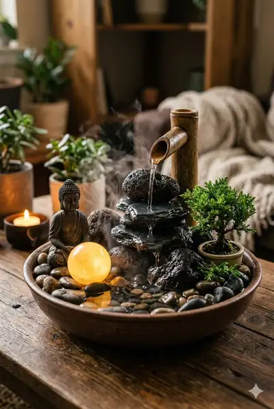 Miniature Zen Tabletop Fountain Image Prompt