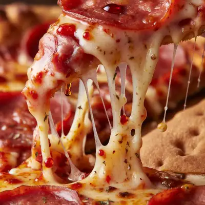 Extreme Macro Pizza Cheese Pull