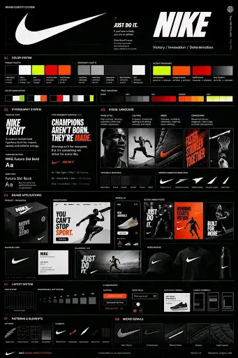 Dark-Mode-Markenidentitätstafel für Sport und Tech