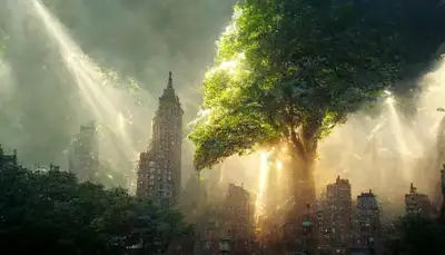 Verwachsener Central Park Filmische Szene