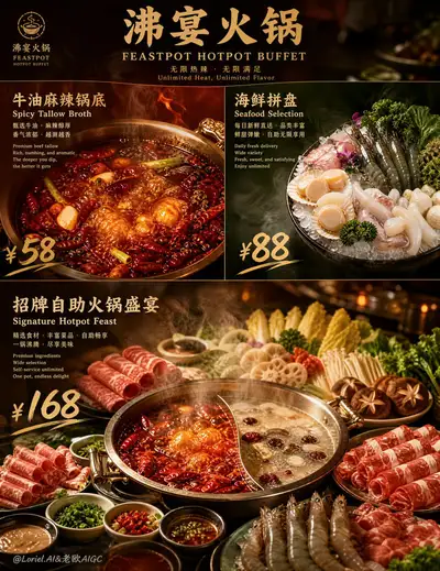 Pôster ultra premium de rodízio de hotpot à vontade