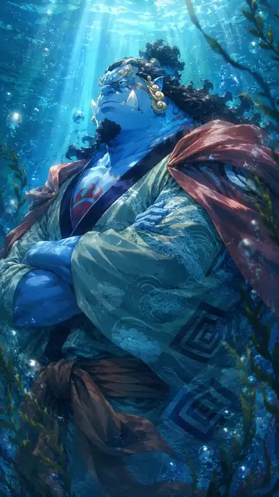 Portraits de personnages d'anime sous-marins, quatre images indépendantes