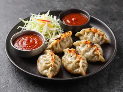 Spicy Grilled Chicken Momos Food Photography Prompt