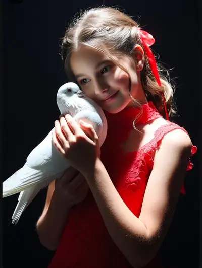 Cinematic Portrait of a Girl with a White Dove