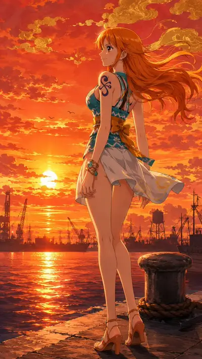One Piece Girls: Semi-Realistic Anime Sunset Portraits