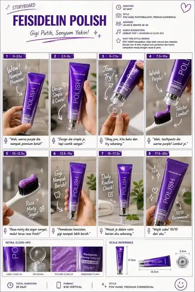 Luxury toothpaste storyboard for a premium commercial