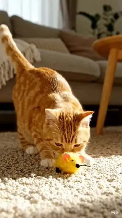 Playful Ginger Kitten in Sunlit Living Room