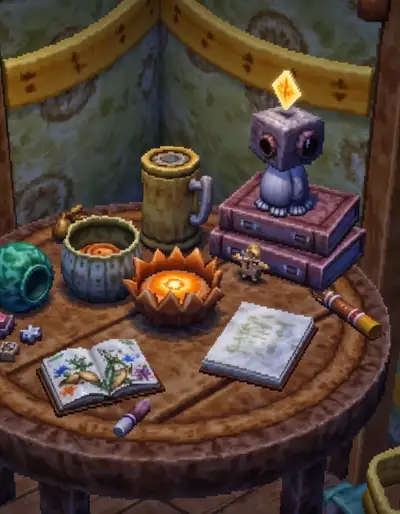Enchanted Items on Rustic Table