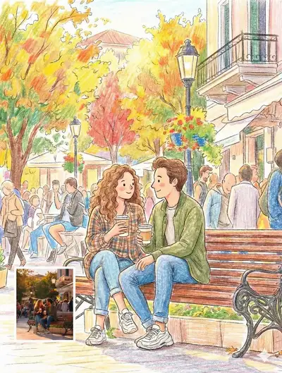 Sistema de estilo de ilustración acogedora de libro de cuentos con lápiz de color