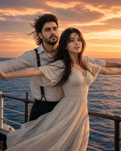 Cinematic Titanic Pose Sunset Portrait