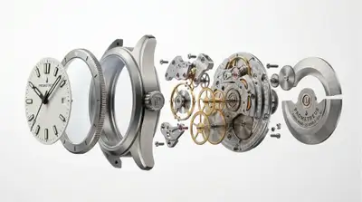 Deconstructed luxury product with floating parts template