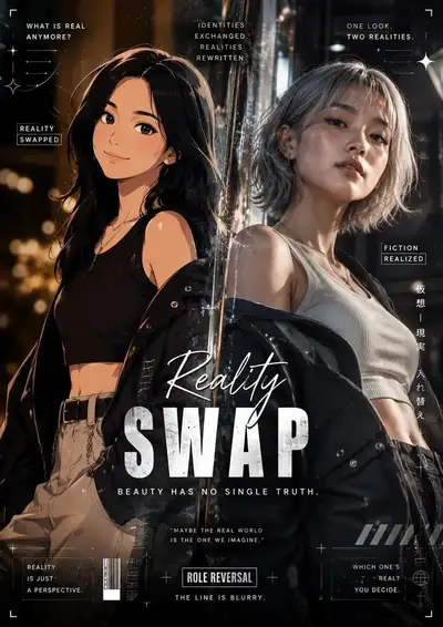 Role-reversal reality swap editorial poster template