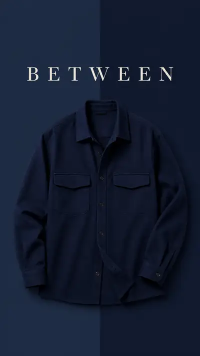 Deep Navy Overshirt with Split Background and Typography