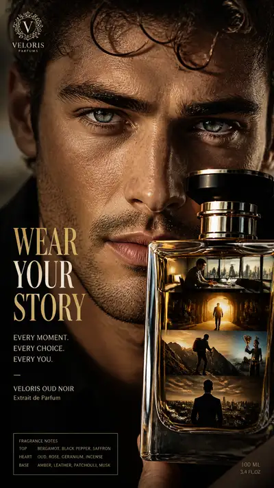 Wear your story fragrance ad concept poster