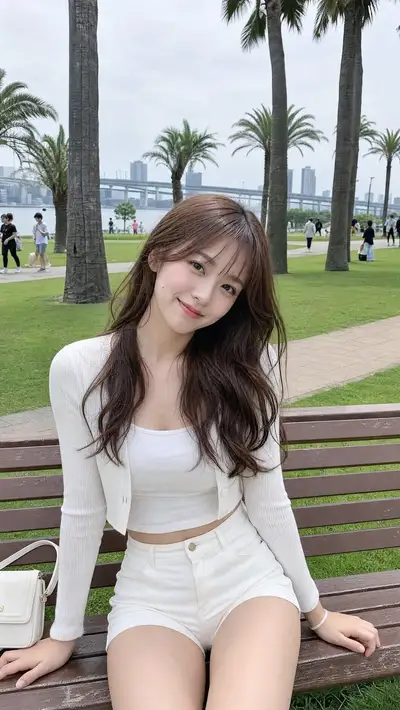 Woman on Park Bench Lifestyle Portrait