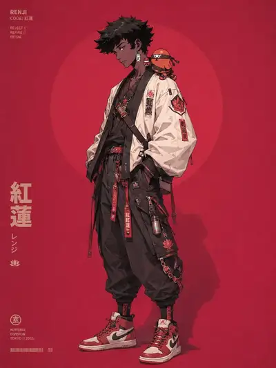 日系奢华街头风动漫时尚插画模板
