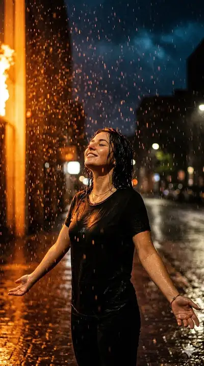Cinematic Night Rain Portrait