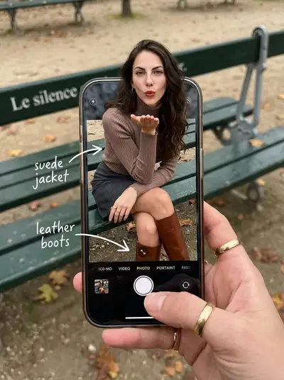 Illusion OOTD d'une tenue qui sort de l'écran du smartphone