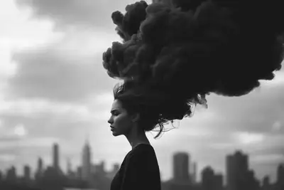Midjourney Video: Black Smoke Hair Cinematic
