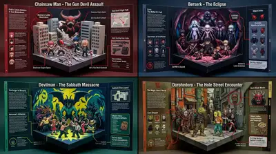 Desplegable de revista de lujo con diorama de juguete isométrico