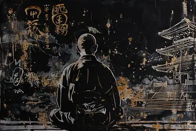 Kakejiku Monk Meditation Painting