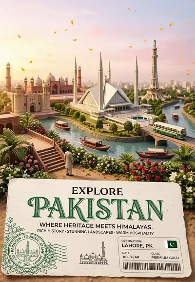 Pakistan Travel Poster in Miniature World Style
