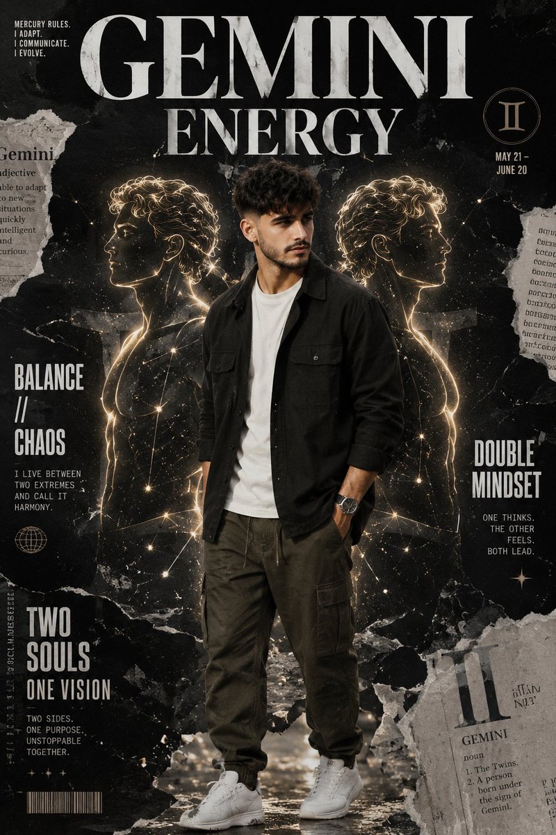 Zodiac editorial poster - Gemini energy