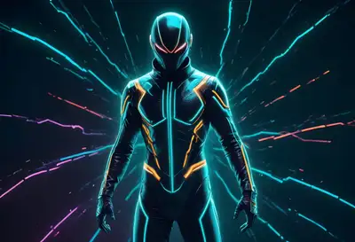 3D Neon Male Assassin Prompt