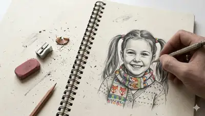 Sketchbook Portrait Drawing Scene