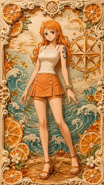 Anime-Poster einer weiblichen Figur im Stil von Zuckerguss- und Tafelkunst