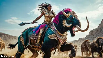 Angry Female Warrior on Spiked Creature