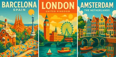 Colorful Summer Vector Poster Prompt